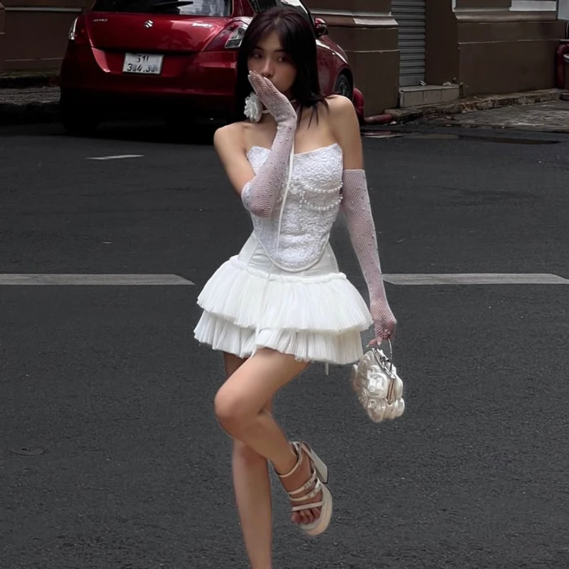 Женский комплект из двух предметов с жилетом и плиссированной мини-юбкой