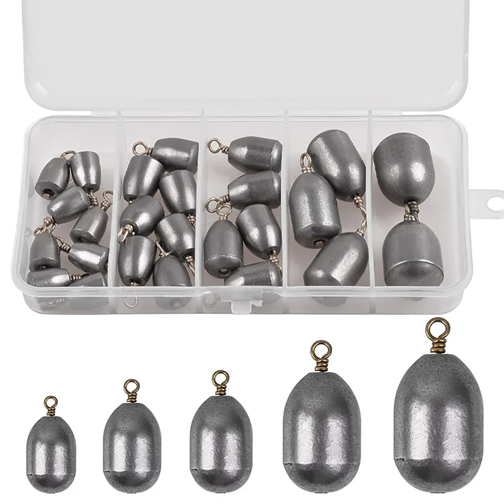 

20PCS Iron Fishing Weights Sinkers Kit Bass Casting Weights Bell Sinker Water Drop Weights for Saltwater Freshwater Fishing