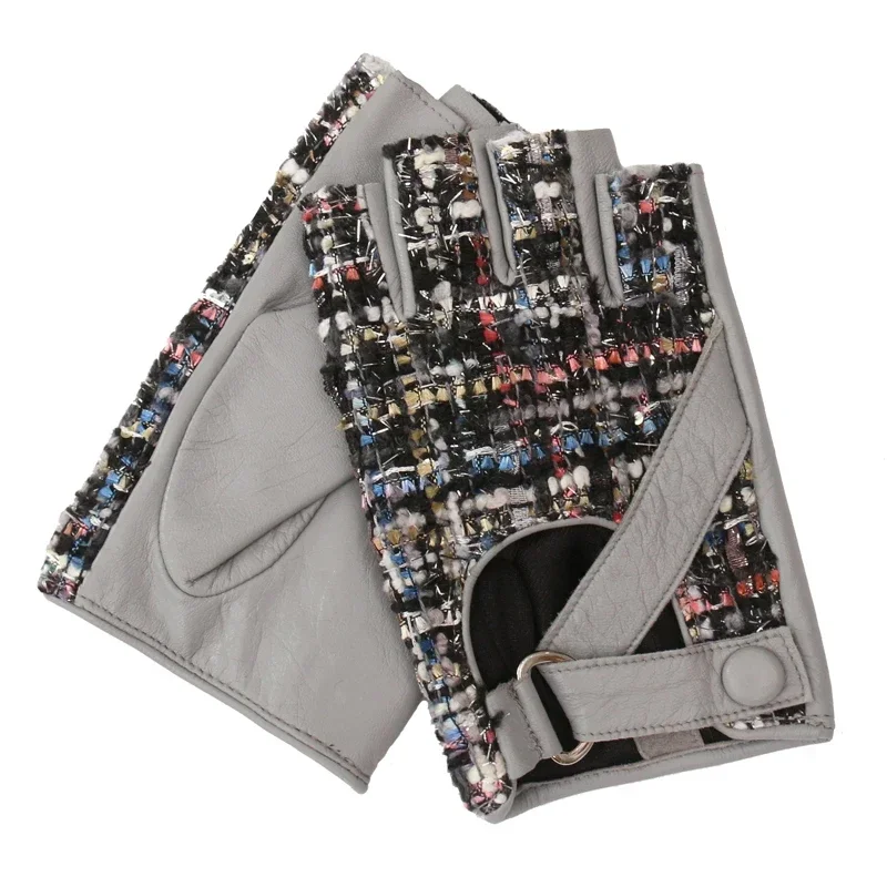 GOURS зимние перчатки из натуральной кожи женские серые без пальцев козьей на