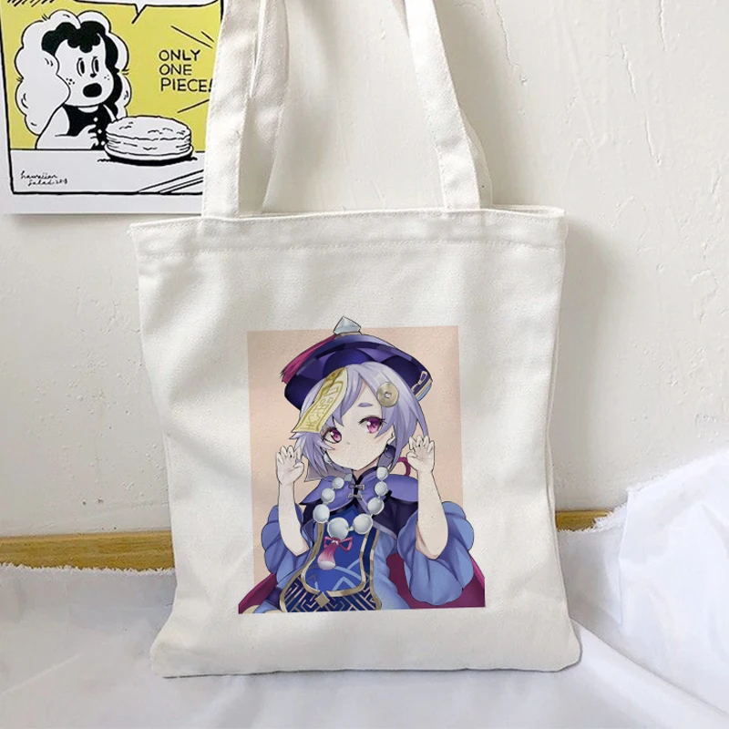 

Shopper Genshin Impact Qiqi Anime Shopping Bag Harajuku Canvas Bag Large Capacity Collapsible Kawaii Women Shoulder Bag Handbag
