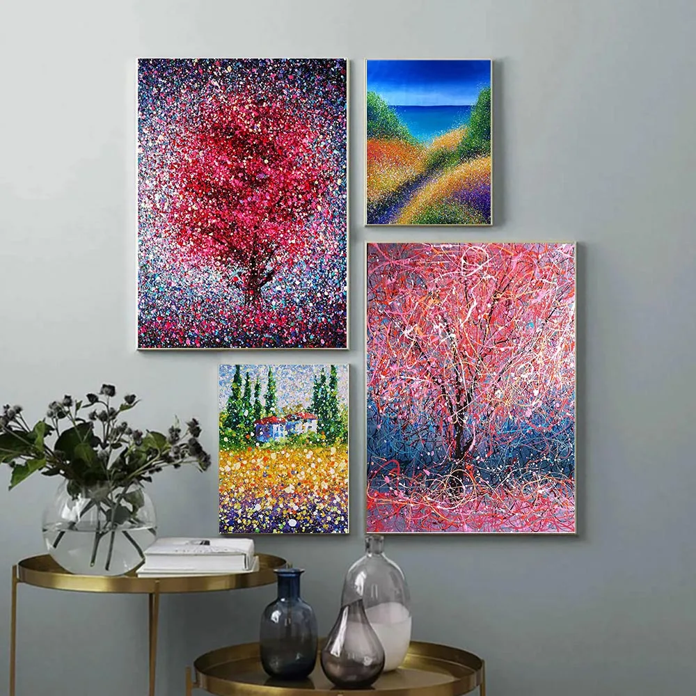 

Graffiti art abstract landscape canvas painting office wall art tree of life plant poster living room home decoration mural
