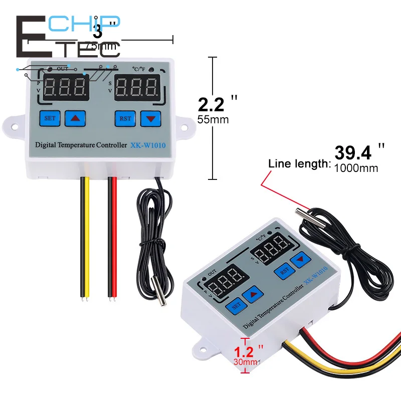 

Free ShippingW1010 Digital Thermostat Celsius Fahrenheit Switch Temperature Controller For Incubator Relay LED 10A Direct Output
