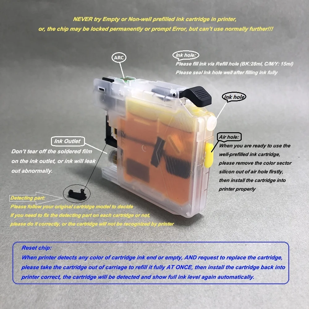 YOTAT 1 комплект пустой многоразовый картридж LC163 LC161 для Brother DCP-J152W DCP-J552DW DCP-J752DW MFC-J245