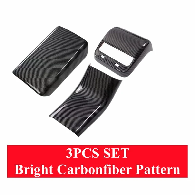 

For Tesla Model 3 2023 2022 ABS Carbon Fiber Center Armrest Box Cover Rear Air Condition Vent Trim Anti Kick Protector