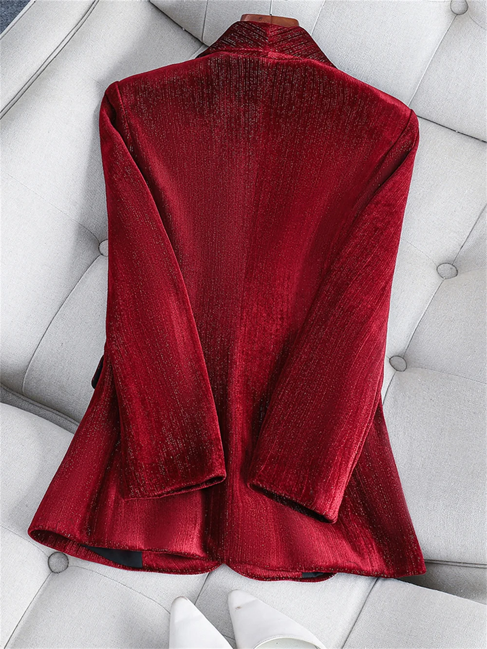 Women Formal Jacket Blazer Coat Female Green Red Solid Long Sleeve Single Button Office Lady Business Work Wear