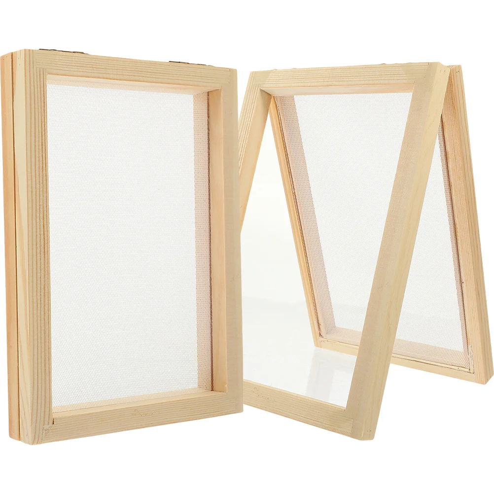 

2 Pcs Paper Frame Handmade Kids Making Screen Mesh Craft Wooden Children Present Picture Frames DIY Crafting Mold