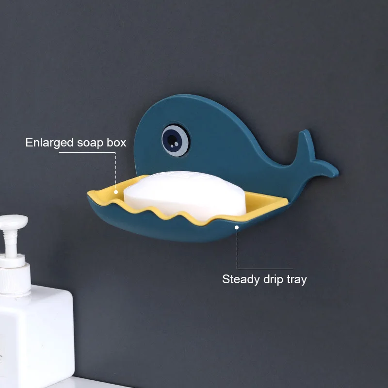Whale Shape Soap Box Drain Holder Bathroom Shower Sponge Storage Container Plate Tray Accessories