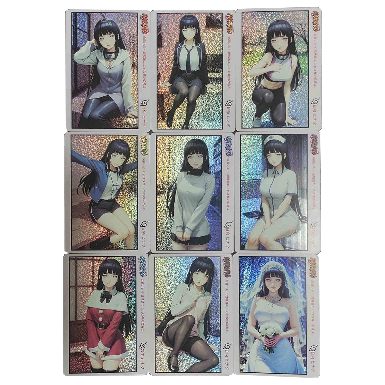 9 шт./компл. Diy Self Made Наруто Хьюга Хината Коллекционная карта Преломление Цвет Флэш