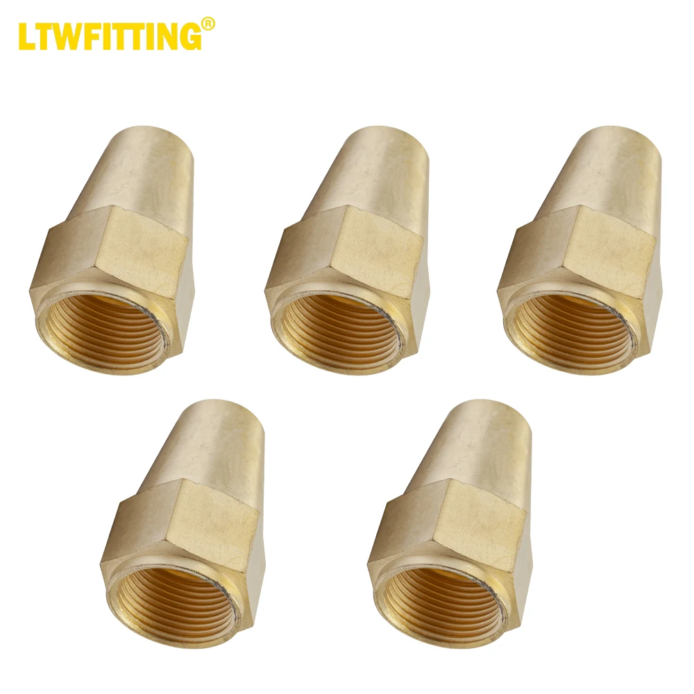 LTWFITTING Brass 3/4 &quotOD 45 Degree Flare Long Nut Tube Fitting (комплект из 5)