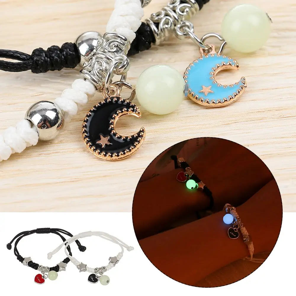 

2PCS Fashion Bead Rope Adjustable Couple Luminous 2Pcs/set Bracelets