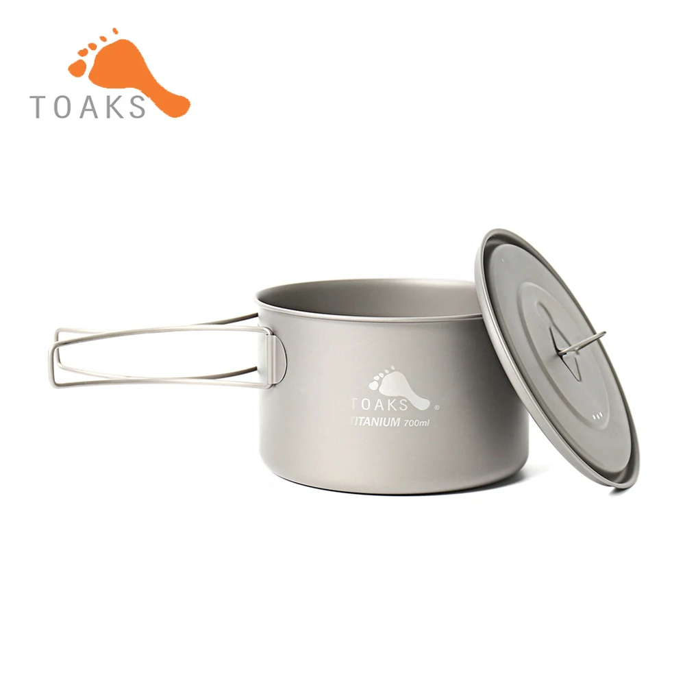 

TOAKS POT-700-D115-L Pure Titanium Camping Cookware Outdoor Equipment Pot Used As a Cup Bowl and Pan Ultralight 0.03mm 90g