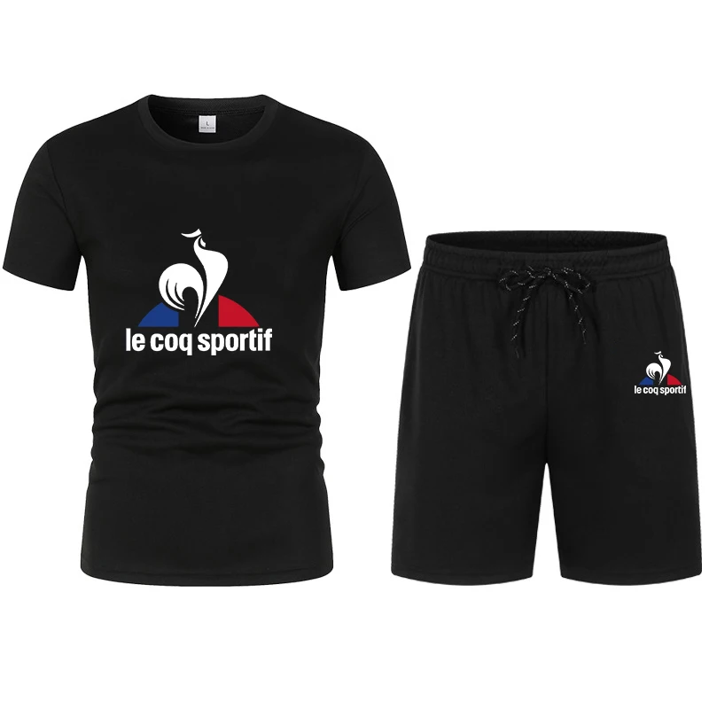 

2-piece men's sportswear, summer fashion jogging set, quick drying men's T-shirt and shorts, 2-piece casual men's oversized set