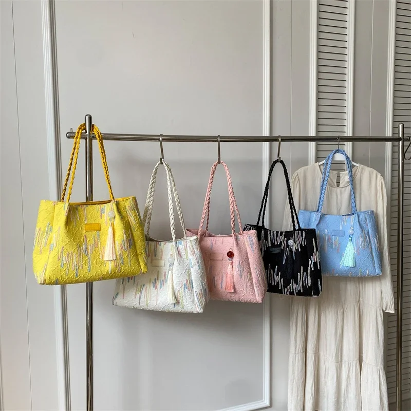 Женская Холщовая Сумка на одно плечо с ручками