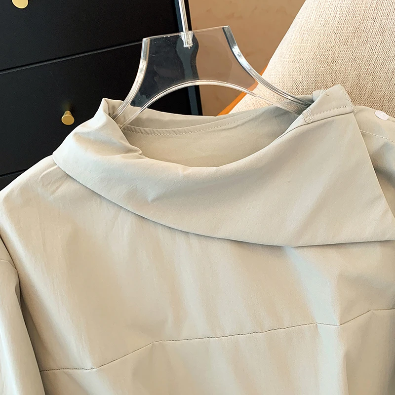 Женская рубашка с длинными рукавами-фонариками свободного покроя