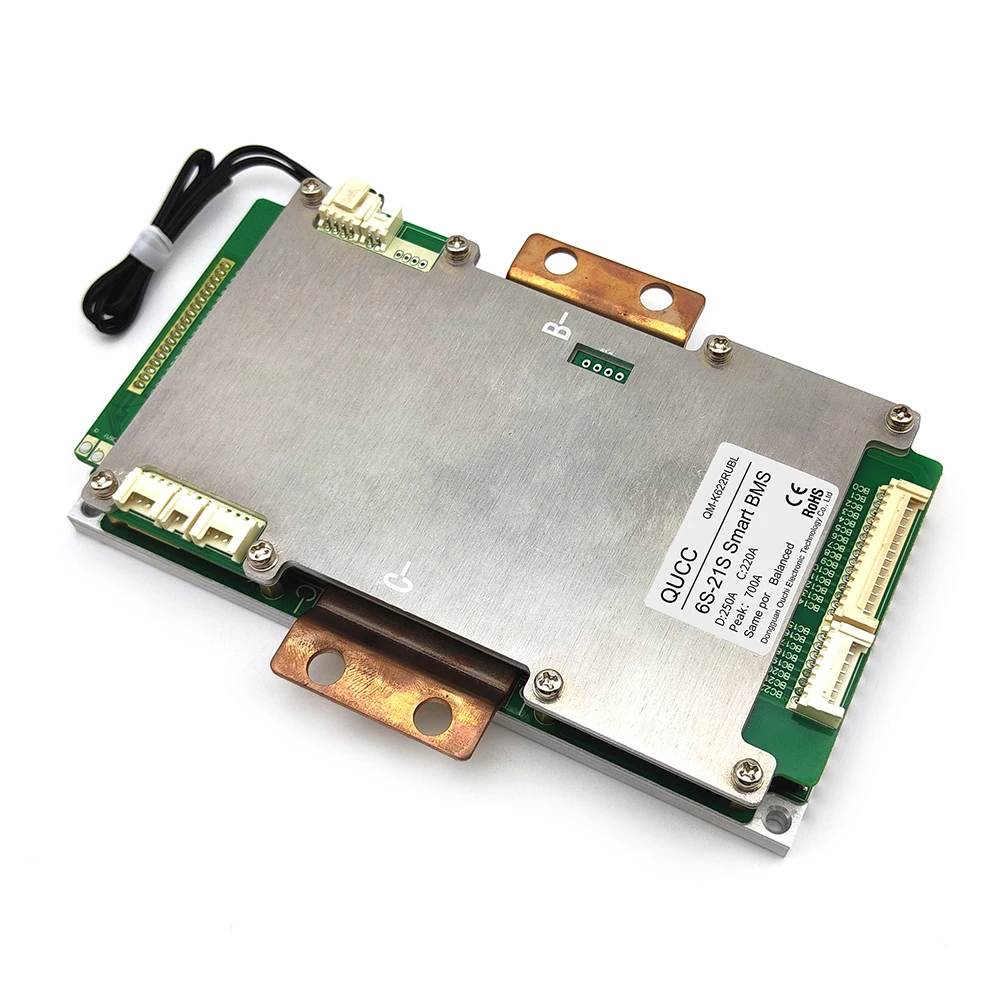 Qucc Smart BMS 250A Compatible 6S 7S 8S 10S 13S 14S 16S 20S 22S Li Ion Lifepo4 Lithium Battery 24V 36V 48V with Balance BT APP