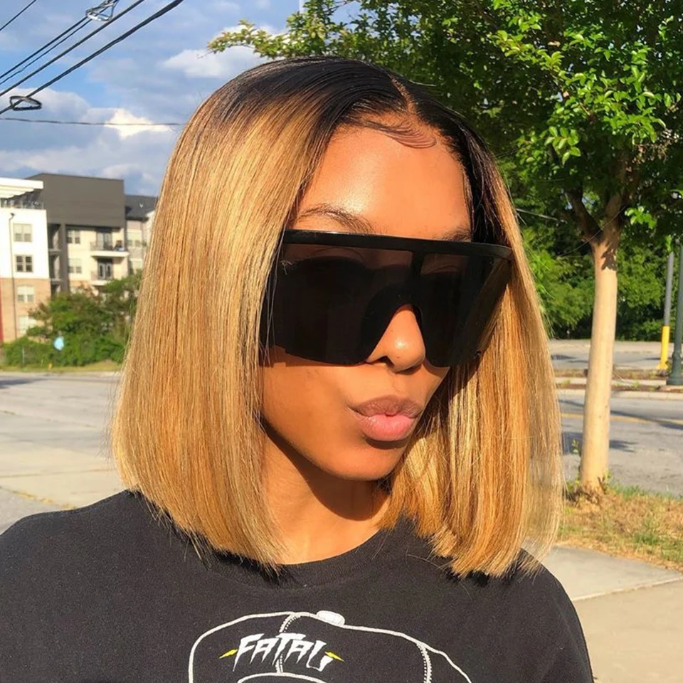 

Straight Short Bob Wigs T1B/27 Ombre Blonde Colored Human Hair Lace Front Wigs Brazilian Remy Hair Bob Wigs For Women 150%