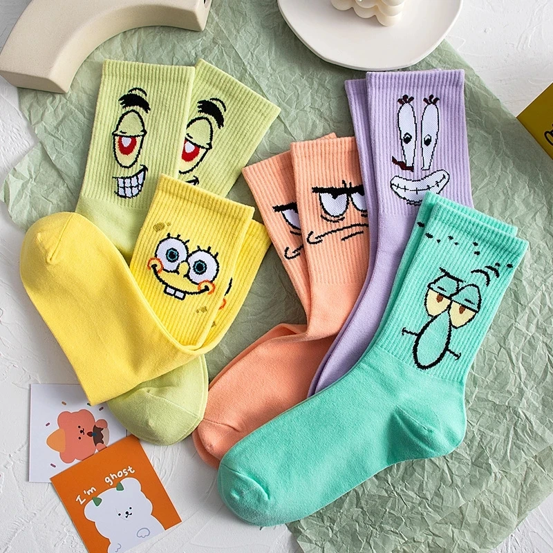 Kawaii Men Socks Happy Funny Cartoon Socks Cotton Casual Couples Socks Harajuku Hip Hop Socks Lolita Cartoon Chaussettes Unisex