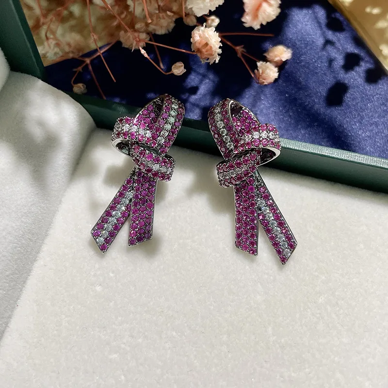 

Luxury Zircon Twist Drop Earring for Women Trend Top Quality Party Dress Wedding Banquet Jewelry Brincos boucle oreille femme