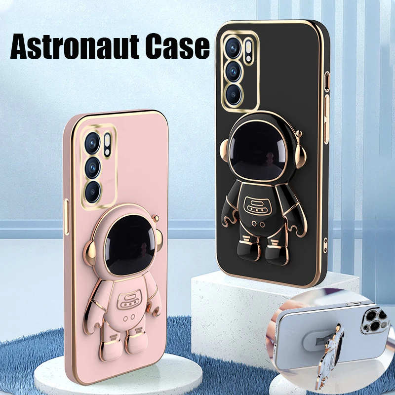 

3D Plating Astronaut Fold Stand Case For Huawei Honor 20 P30 P50 P40 Pro Nova 5T Lite Honor 50 20S 30 9X Pro Soft Phone Covers
