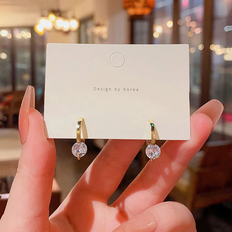 

Korean style 925 silver needle Circular Earrings for Women Luxury Exquisite Zircon Ear Jewelry