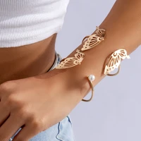 purui fashion minimalism metal hollow butterfly bracelet with adjustable opening for women hip hop asymmetric bracelet jewelry