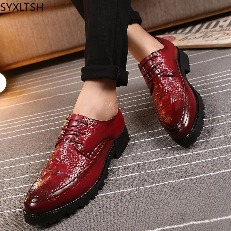 

Leather Shoes for Men Casual Business Wedding Dress Coiffeur Oxford Shoes for Men Crocodile Shoes Men Italiano Chaussures Homme