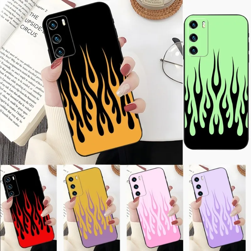 

Flames Fashion Design Phone Case For Honor 50 50Pro 30 20 10 I Pro S SE V40 V30Pro V20 V9 V8 X30 X20 X10 X10Max Funda Back Cover