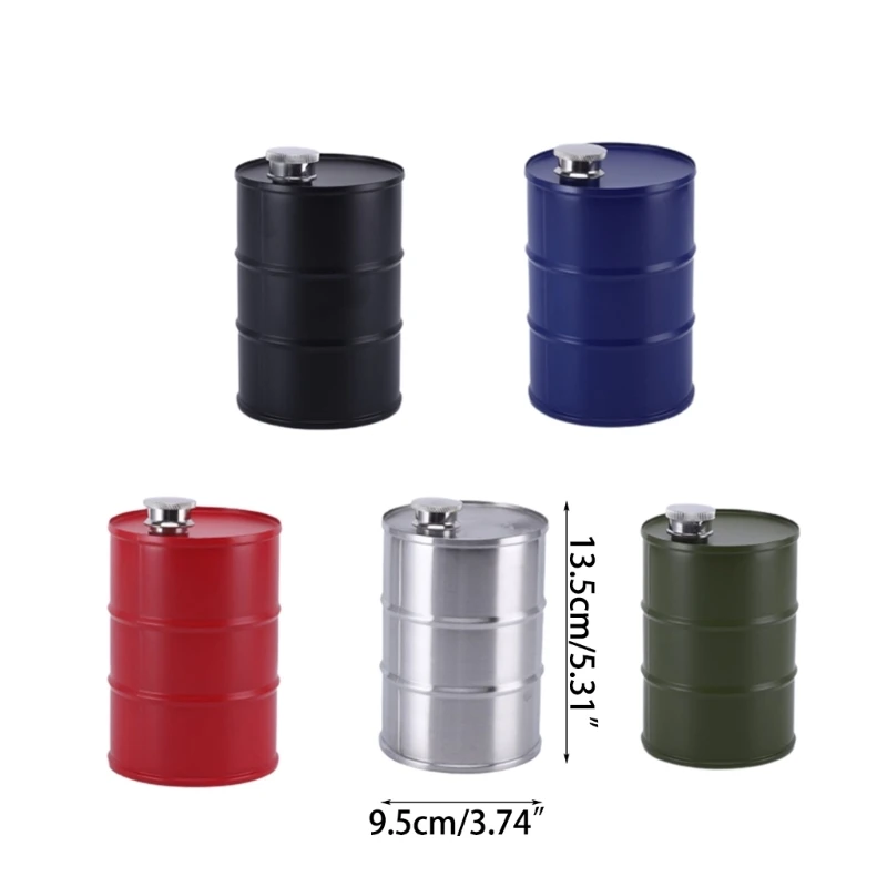 X6HD Barrel Shape Wine Flasks Stainless-Steel Whiskey Pot Portable Drink Bottle images - 6