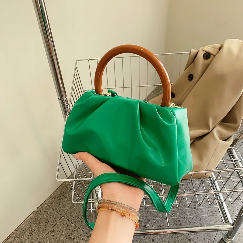 

Pleated Shoulder Bag Pu Leather Solid Color Women's Bag 2022 Trend Fashion Small Crossbody Bags Luxury Designer Handbag Purse