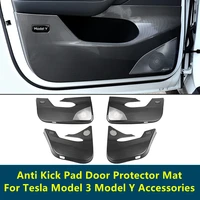 anti kick pad door protector mat for tesla model 3 model y accessories abs material stainless steel door anti kick pad protector