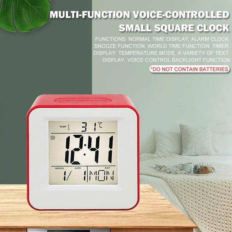 

LED Digital Alarm Clock Backlight Snooze Mute Calendar Desktop Electronic Sound Control Bcaklight Table Clocks Desktop Clock