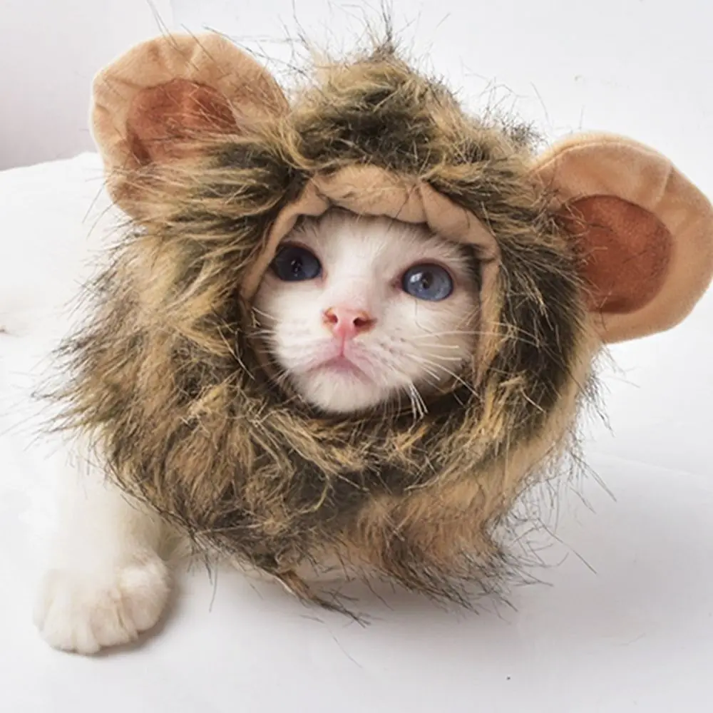 

Cats Halloween Funny Cute Party Pet Supplies Dog Cat Cap Cosplay Costume Lion Mane Wig Cap Pet Clothes