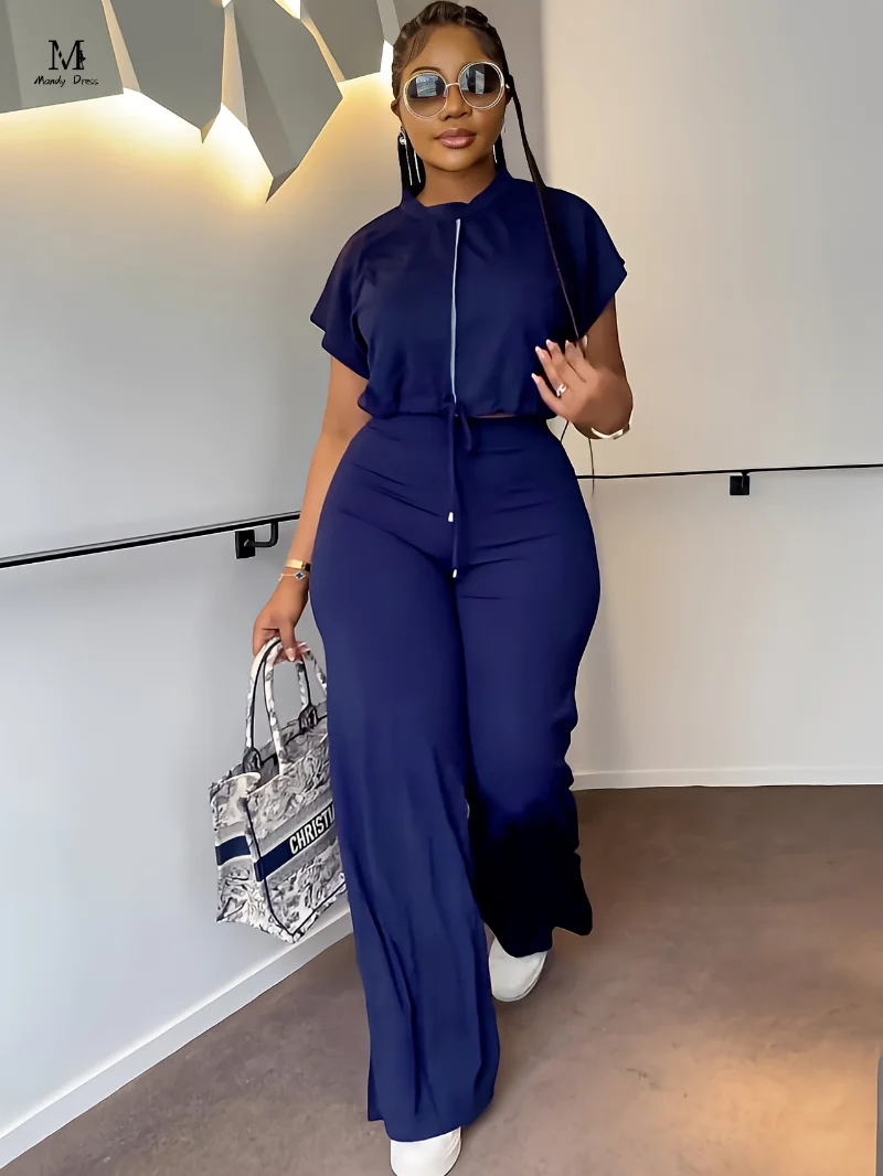 

Summer Fashion Outfits Women 2 Piece Pants Sets Streetwear Crop Tops 2023 Matching Two Piece Suits for Women New In
