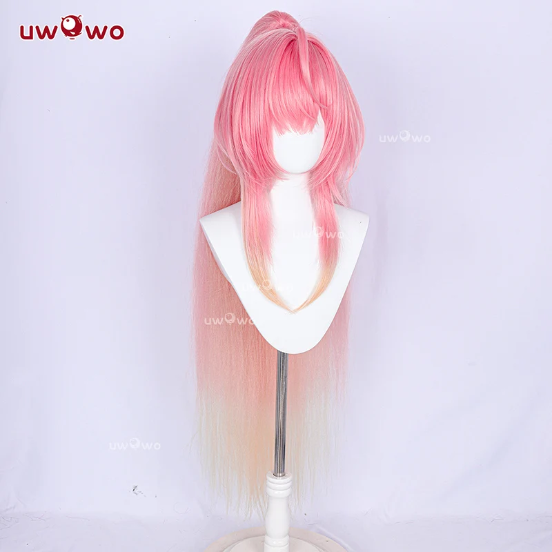 Фото Парик для косплея UWOWO Aemeath из игры Wuthering Waves, длинные розовые волосы, парик для Хэллоуина №2
