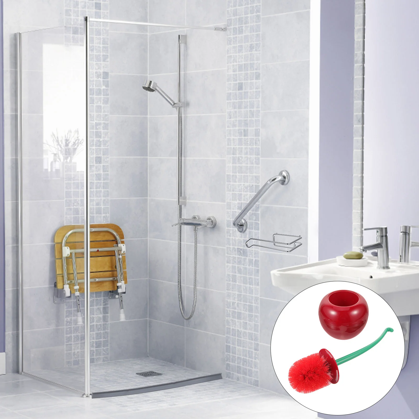 

Toilet Brush Bucket Set Toilet Brush and Holder Set Toilet Brush and Bracket Long Handle Toilet Brush with Brush Holder for