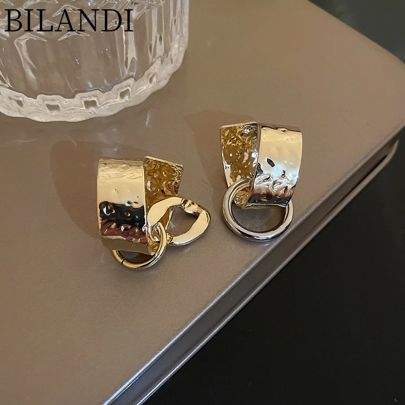 

Bilandi S925 Needle Fashion exaggerated geometric earrings personality tide temperament earrings wind retro versatile earrings