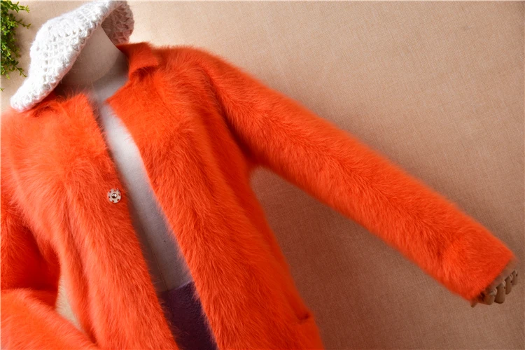 Женская модная осенне-зимняя одежда оранжевый норковый кашемировый вязаный