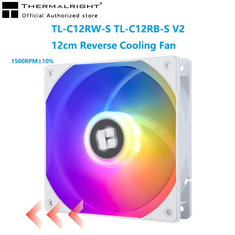 

Thermalright TL-C12RW-S V2 TL-C12RB-S 12cm Reverse Cooling Fan 5V 3PIN ARGB PWM 1500RPM Silent Case Fan S-FDB Bearing
