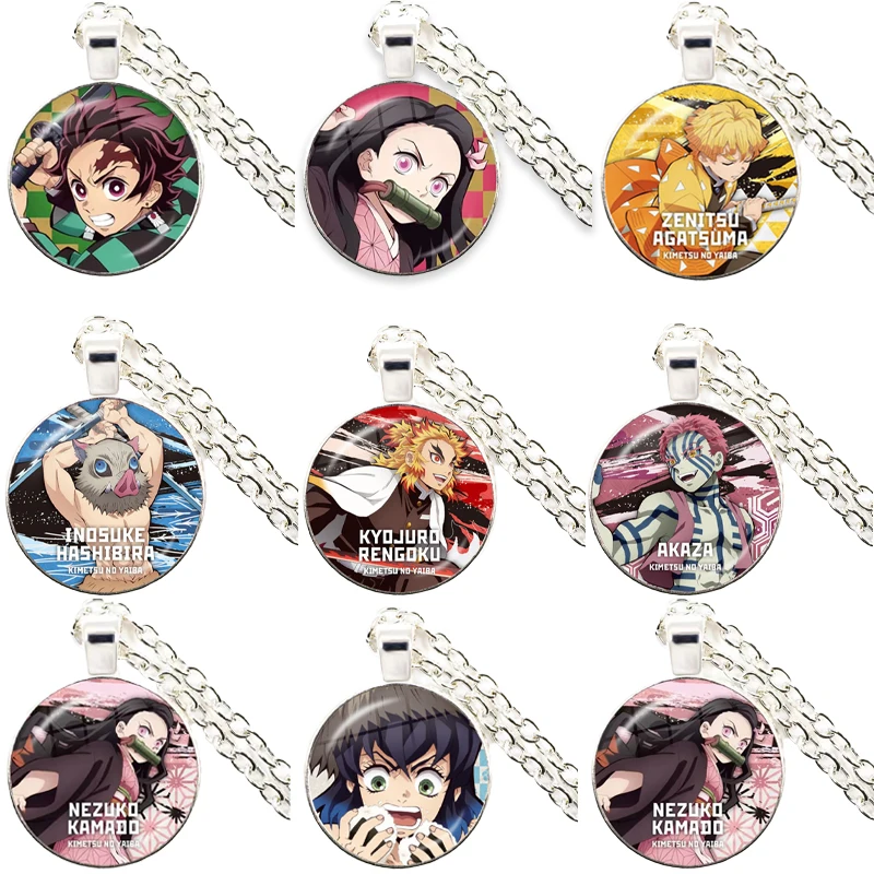 

Demon Slayer Time Gem Pendant Necklace Cute Anime Style Jewelry Women Mens Decorate Collocation Collection Birthday Gift