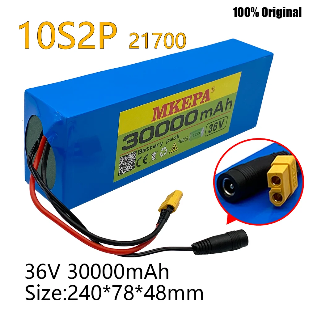 

36V battery 30ah 21700 30000mah 10S2P battery pack 500W high power battery Ebike electric bicycle BMS XT60