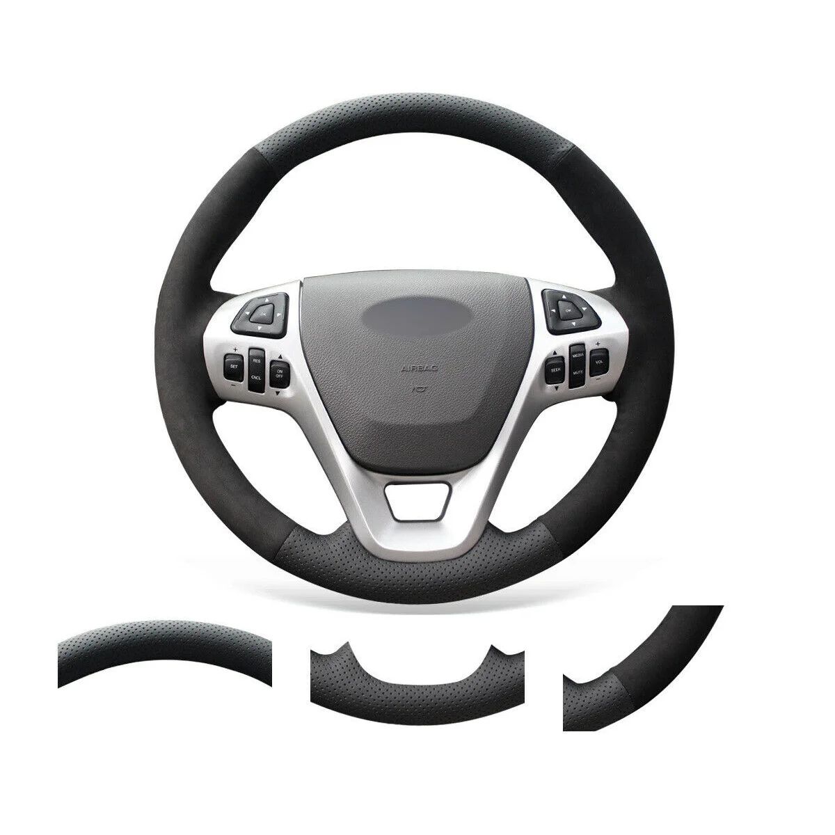 

DIY Custom Hand Stitched Soft Black Suede Steering Wheel Cover For Ford Edge Explorer