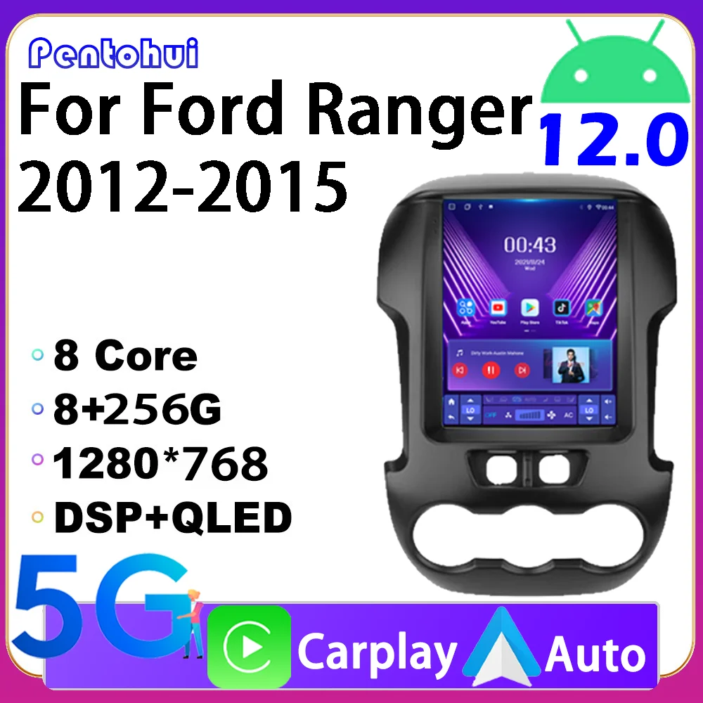 

Pentohoi Android 12 10.4" For Ford Ranger 2012 -2015 Radio GPS Navigation Carplay Tesla Screen Head Unit Car Player Multimedia