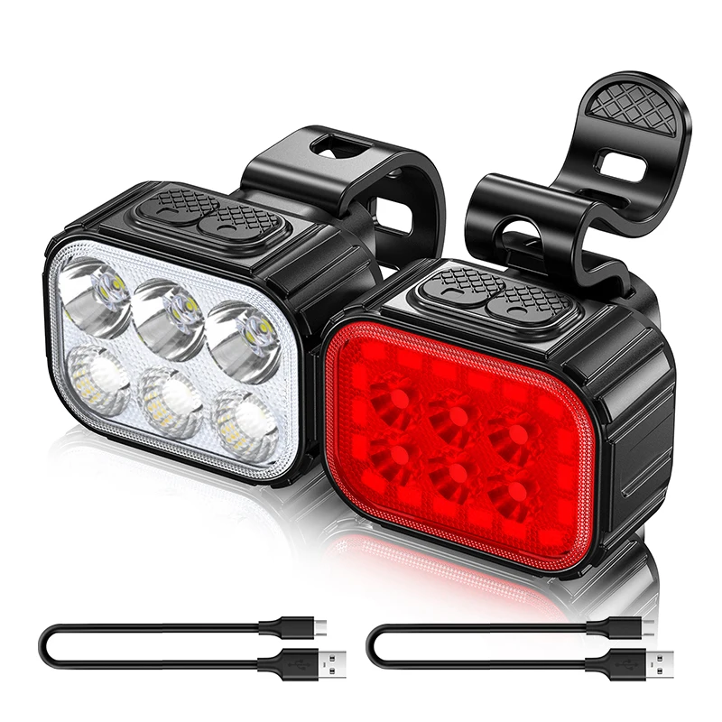 

Bike Light Q6 LED Bicycle Front Rear lights USB Charge Headlight Cycling Taillight Bicycle Lantern Bike Accessories Lamps