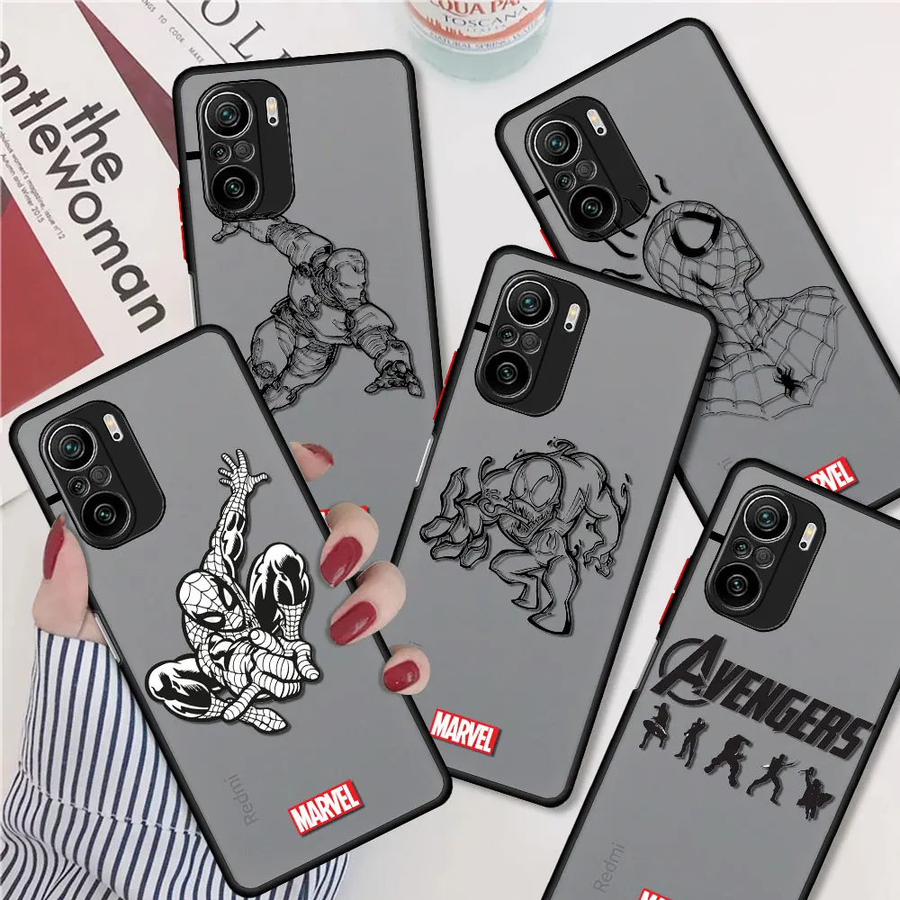 

Clear Matte Case For Redmi Note 10 Pro 9S K40 11 8 9C 7 Waterproof Shell 10S 11T 9A 9 Phone Cover Funda Cool Marvel Avengers