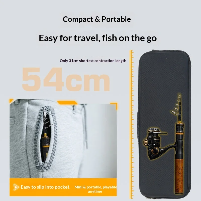 Фото Удилище Bigbison Telescopic UL Lure Rod с катушкой для спиннинга, прямой рукояткой, кольцами Fuji O A, средней быстрой акцией, серия Golden Horn Pro. №2