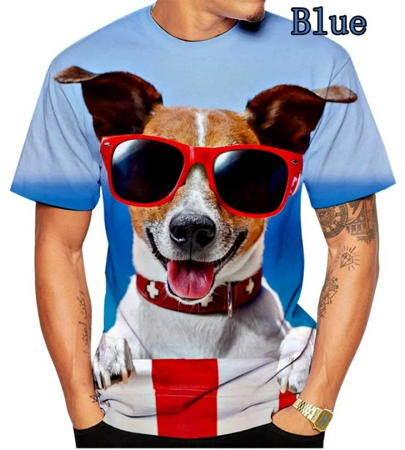 

Summer Hipster 3D Print Spectacle dog T-Shirt Men T-Shirt