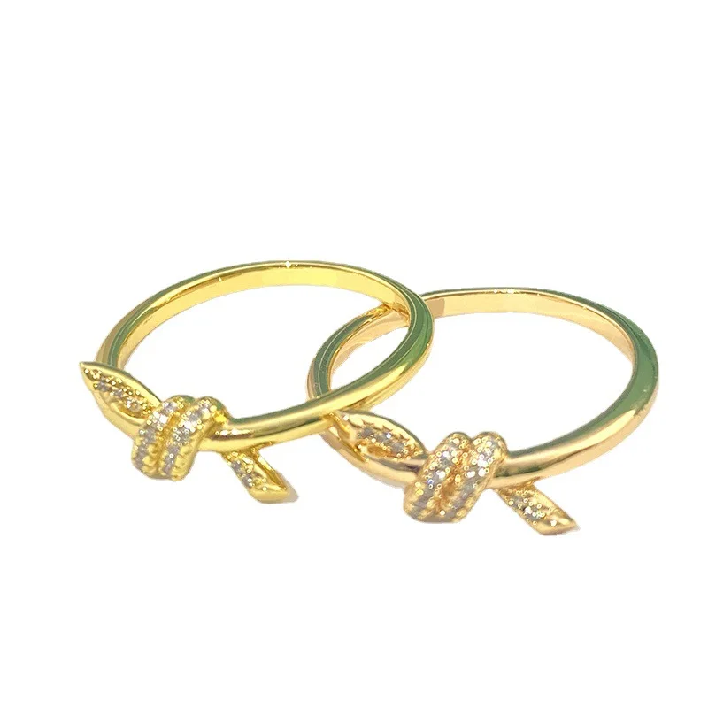

Fashion Knot Rope Gold Plated Stainless Steel Rings For Women Gift