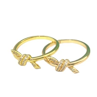 fashion knot rope gold plated stainless steel rings for women gift