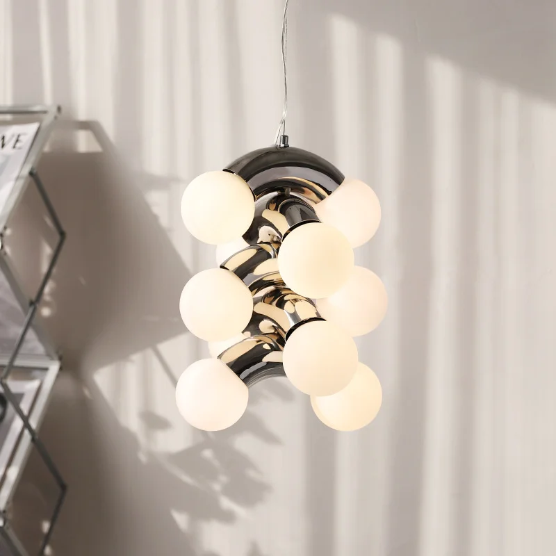 

Chandelier Led Art Pendant Lamp Light Room Decor Simple Creative Homestay Grape Shape Restaurant Nordic Retro INS Decoration
