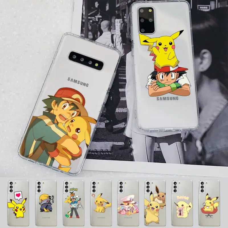 

BANDAI Pokemon Pikachu Phone Case for Samsung S20 S10 lite S21 plus for Redmi Note8 9pro for Huawei P20 Clear Case